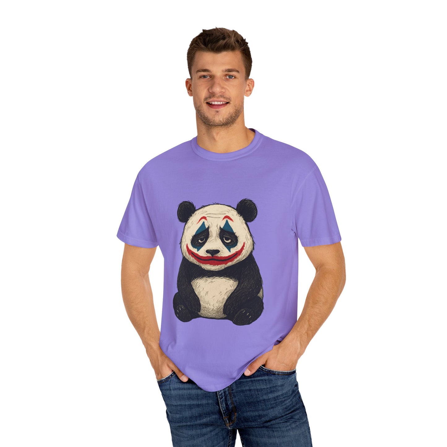 Panda Graphic T-Shirt | Hilarious Panda Joker Tee, Fun Unisex Casual Wear, Unique Gift for Animal Lovers, Halloween Costume Idea