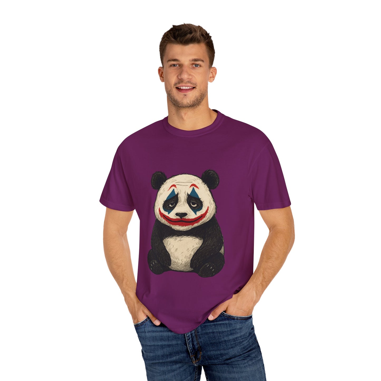 Panda Graphic T-Shirt | Hilarious Panda Joker Tee, Fun Unisex Casual Wear, Unique Gift for Animal Lovers, Halloween Costume Idea