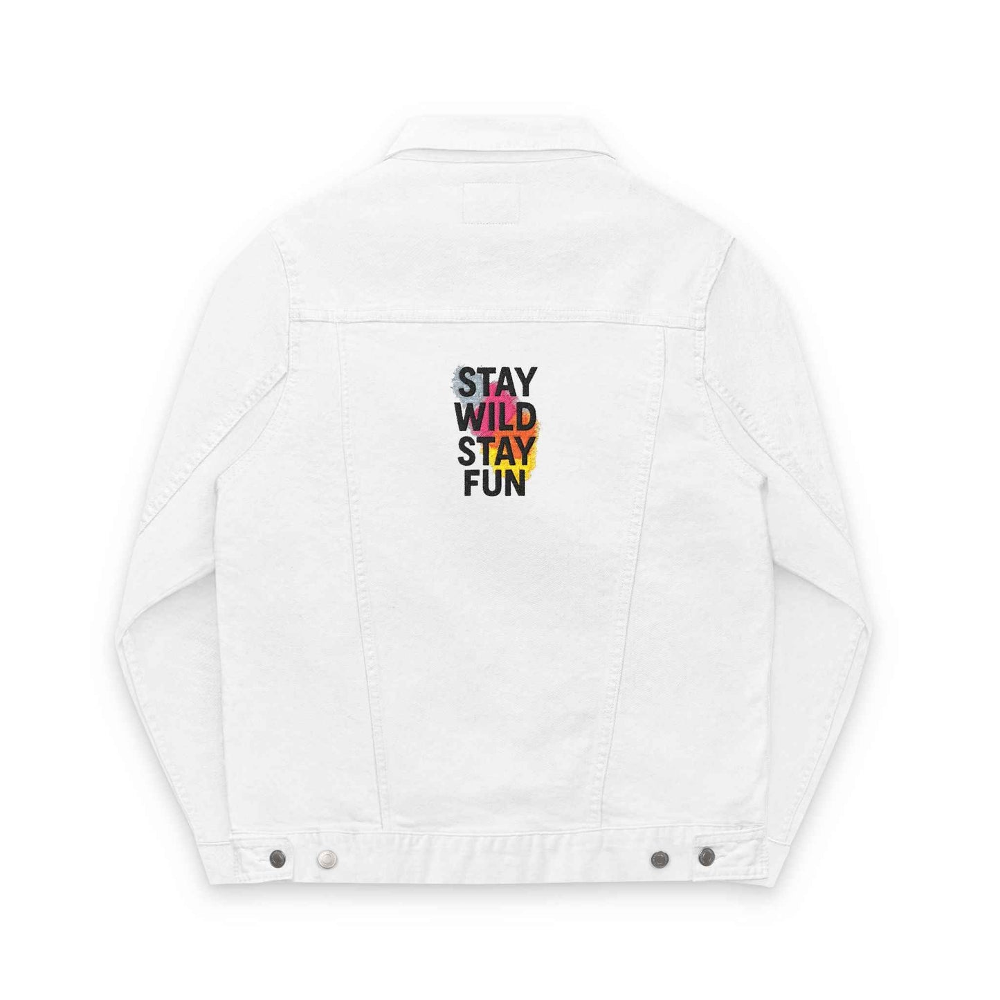 Embroidered Denim Jacket - Stay Wild Stay Fun Vintage Style Eco-Friendly Unisex Gift - StylePicksBySei