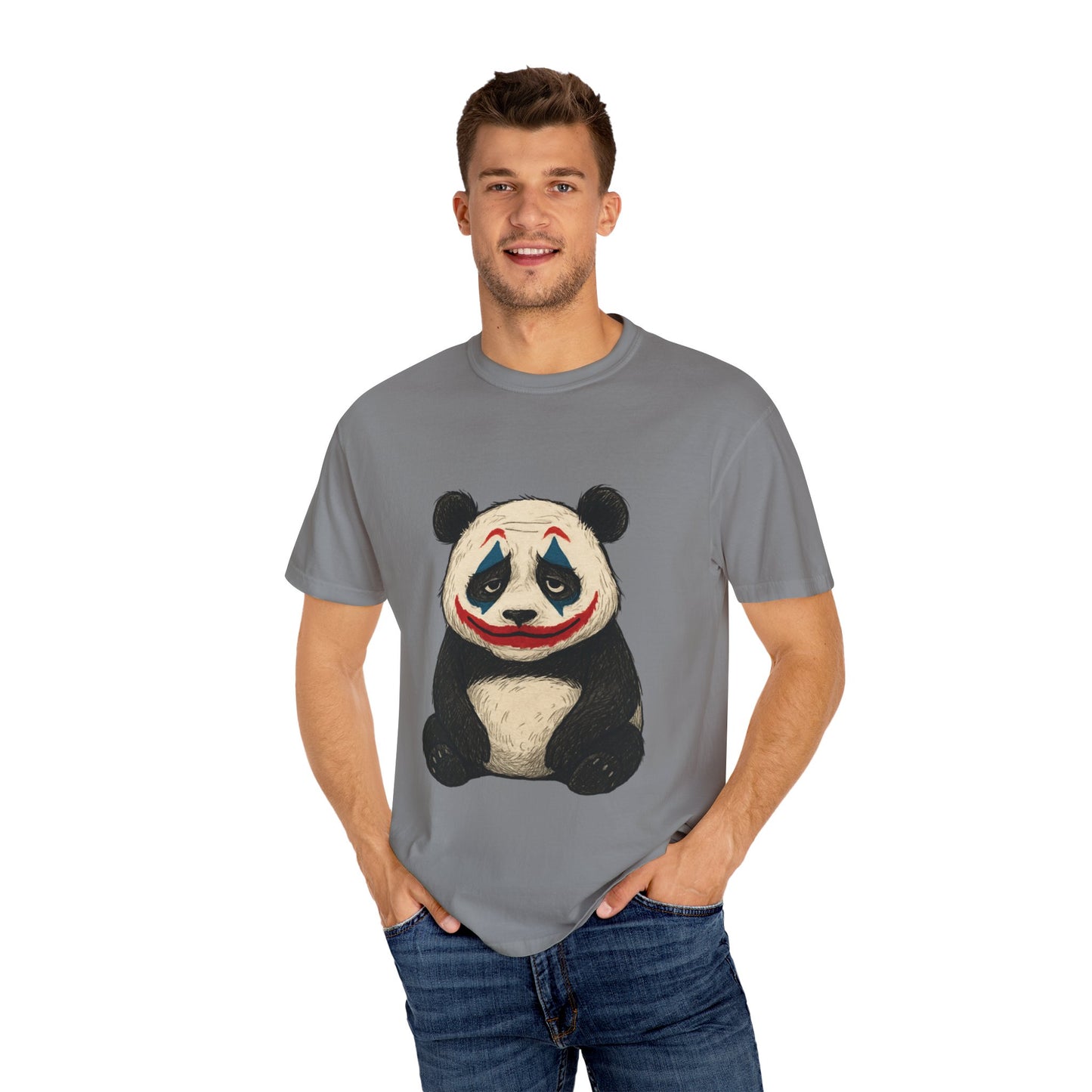 Panda Graphic T-Shirt | Hilarious Panda Joker Tee, Fun Unisex Casual Wear, Unique Gift for Animal Lovers, Halloween Costume Idea