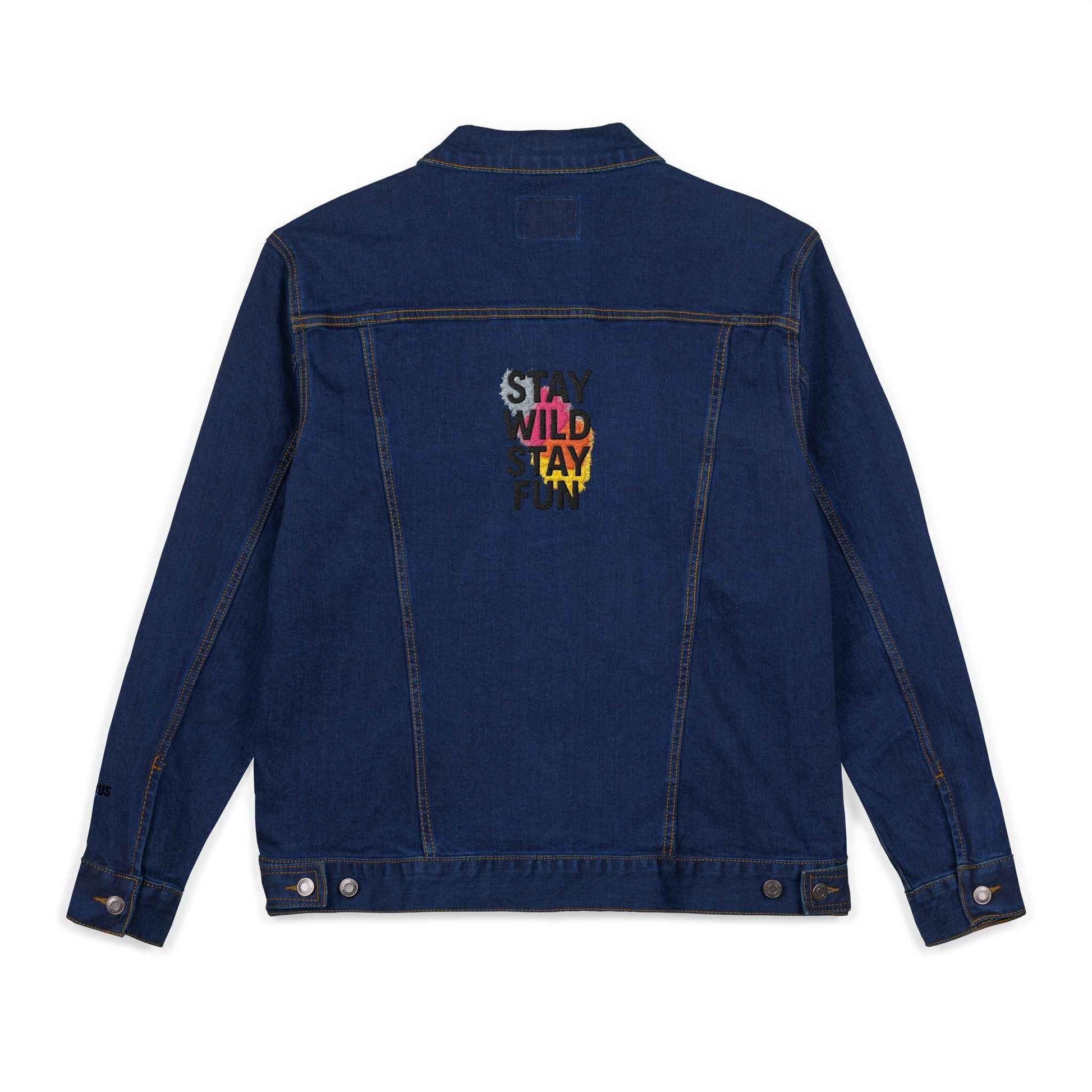 Embroidered Denim Jacket - Stay Wild Stay Fun Vintage Style Eco-Friendly Unisex Gift - StylePicksBySei