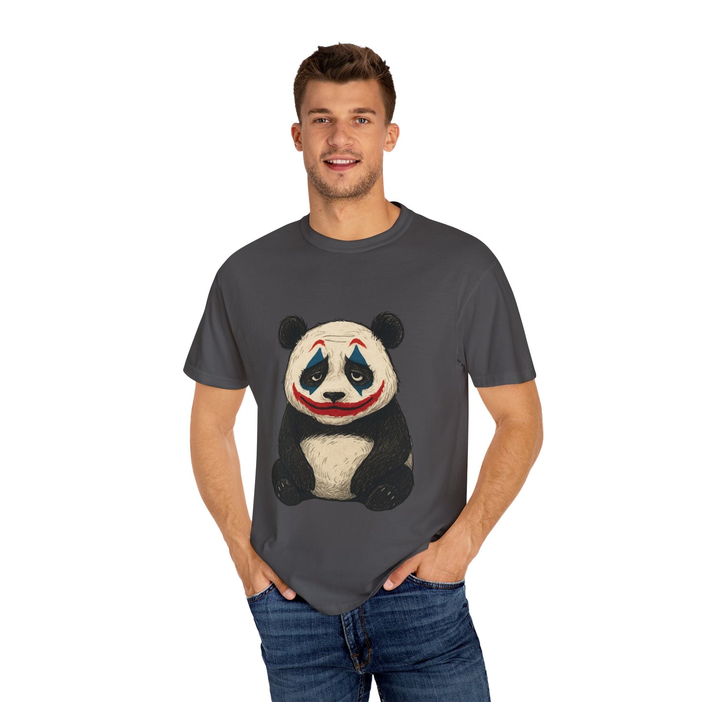 Panda Graphic T-Shirt | Hilarious Panda Joker Tee, Fun Unisex Casual Wear, Unique Gift for Animal Lovers, Halloween Costume Idea