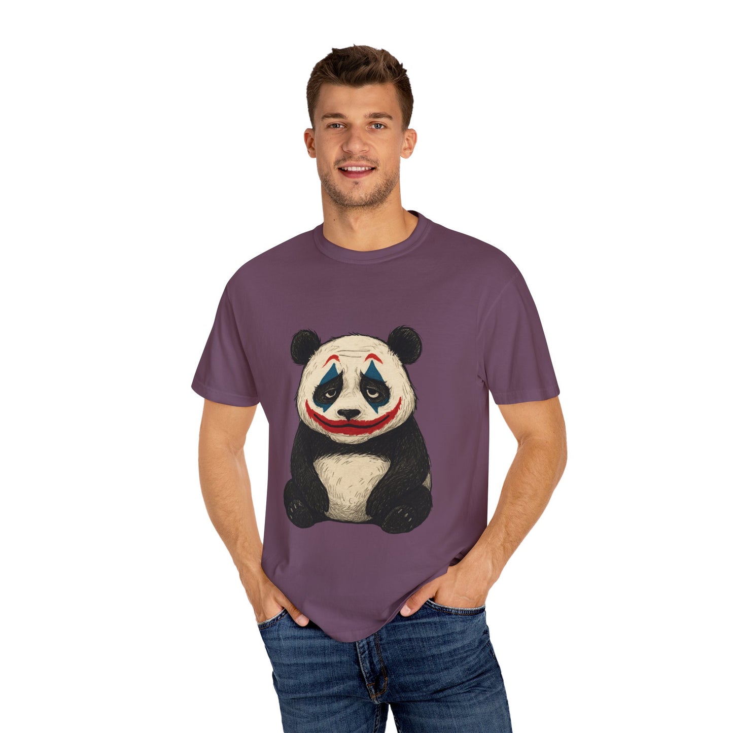 Panda Graphic T-Shirt | Hilarious Panda Joker Tee, Fun Unisex Casual Wear, Unique Gift for Animal Lovers, Halloween Costume Idea