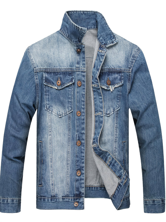 LZLER Men's Denim Jackets Distressed Destroyed Classic Vintage Slim Fit Ripped 2025 Fashion Trendy Trucker Jean Jackets