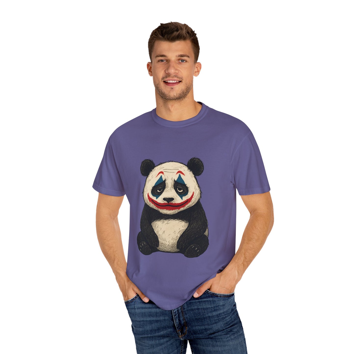 Panda Graphic T-Shirt | Hilarious Panda Joker Tee, Fun Unisex Casual Wear, Unique Gift for Animal Lovers, Halloween Costume Idea