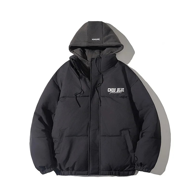 Men's Cotton Hooded Bomber Jacket - Windproof Stand Collar Coat