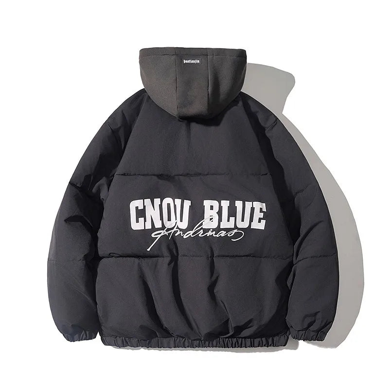 Men's Cotton Hooded Bomber Jacket - Windproof Stand Collar Coat