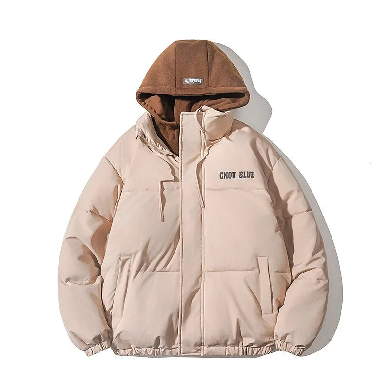 Men's Cotton Hooded Bomber Jacket - Windproof Stand Collar Coat