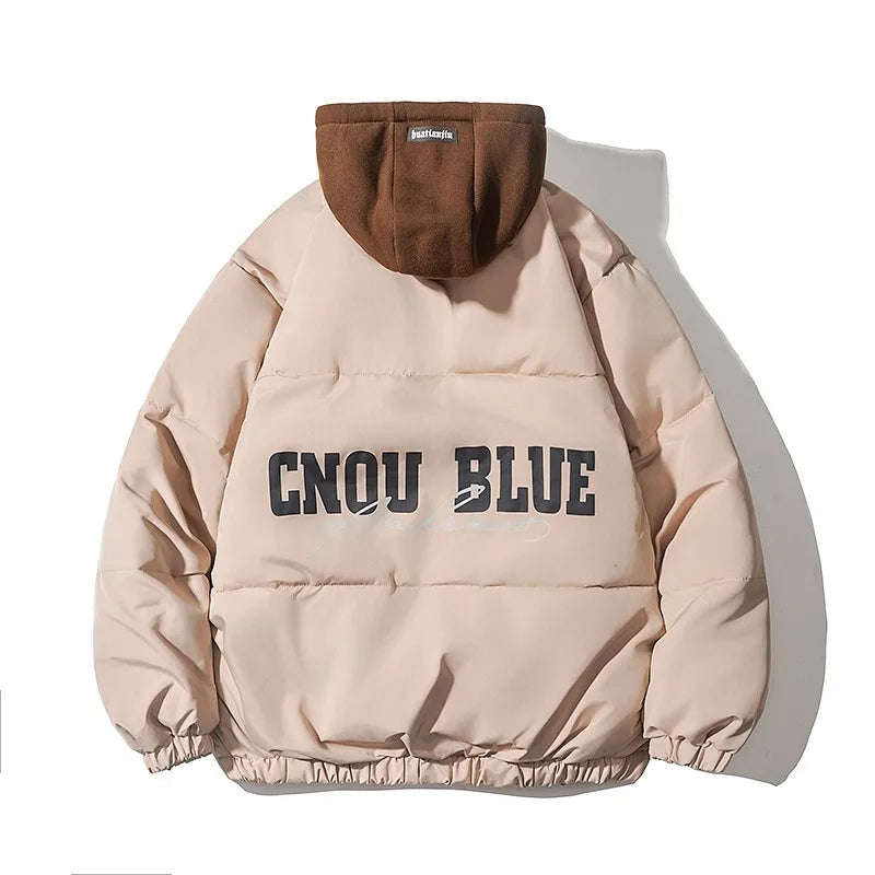 Men's Cotton Hooded Bomber Jacket - Windproof Stand Collar Coat