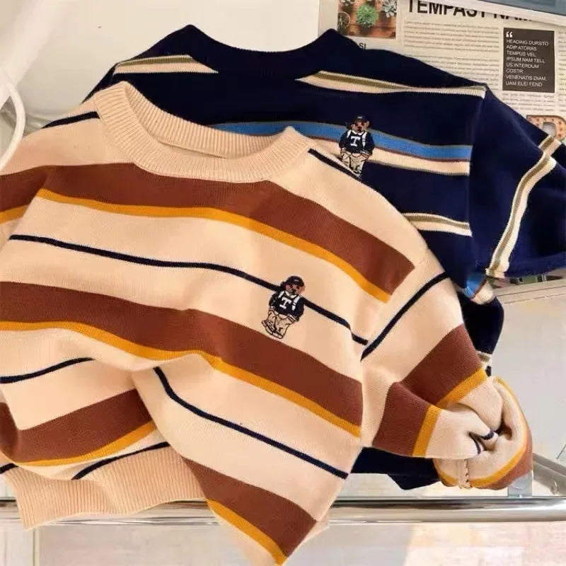 Korean Style Children's Cartoon Sweater - Boys Casual Knitted Pullover - StylePicksBySei