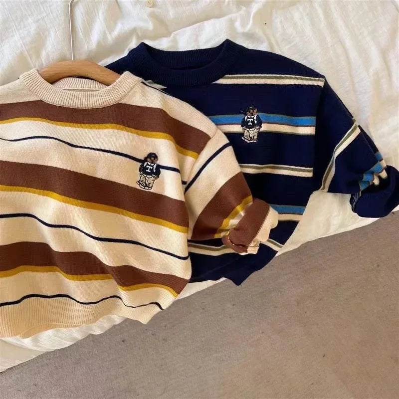 Korean Style Children's Cartoon Sweater - Boys Casual Knitted Pullover - StylePicksBySei