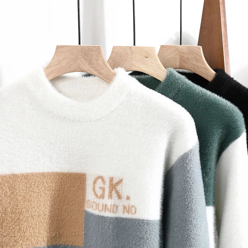 Men's Winter Letter Pattern Wool Pullover Sweater - Thick Knit Casual Sweater S-3XL - StylePicksBySei