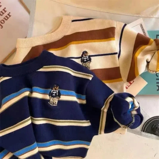 Korean Style Children's Cartoon Sweater - Boys Casual Knitted Pullover - StylePicksBySei