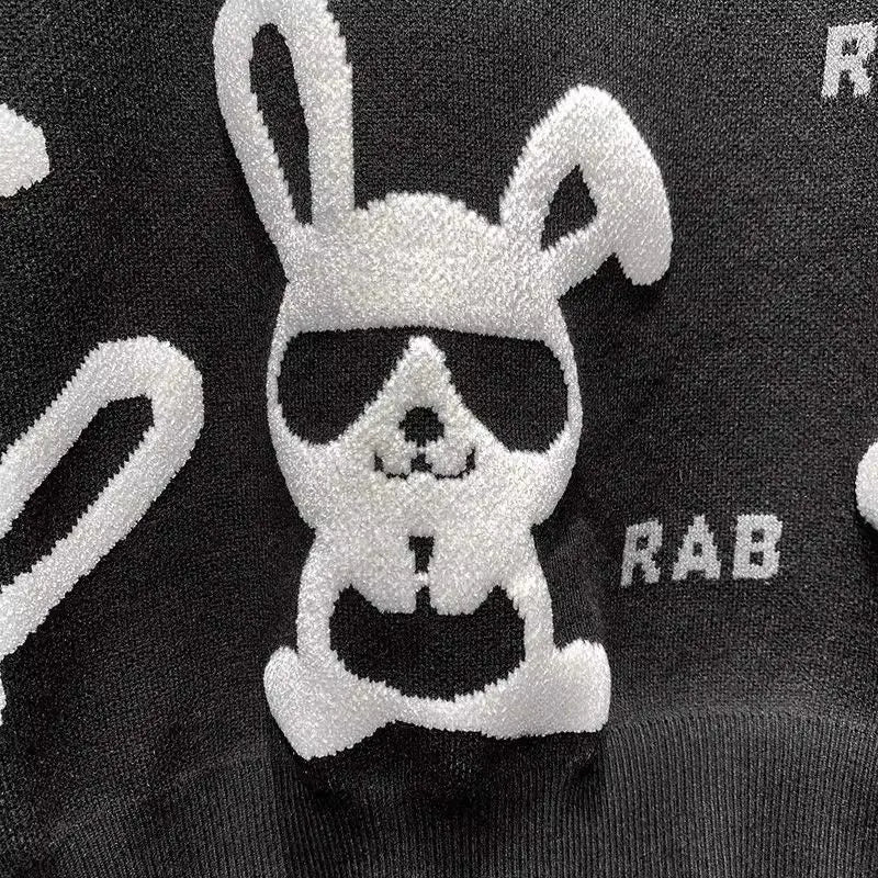 Men's Rabbit Print Knitted Sweater - Casual Round Neck Pullover - StylePicksBySei