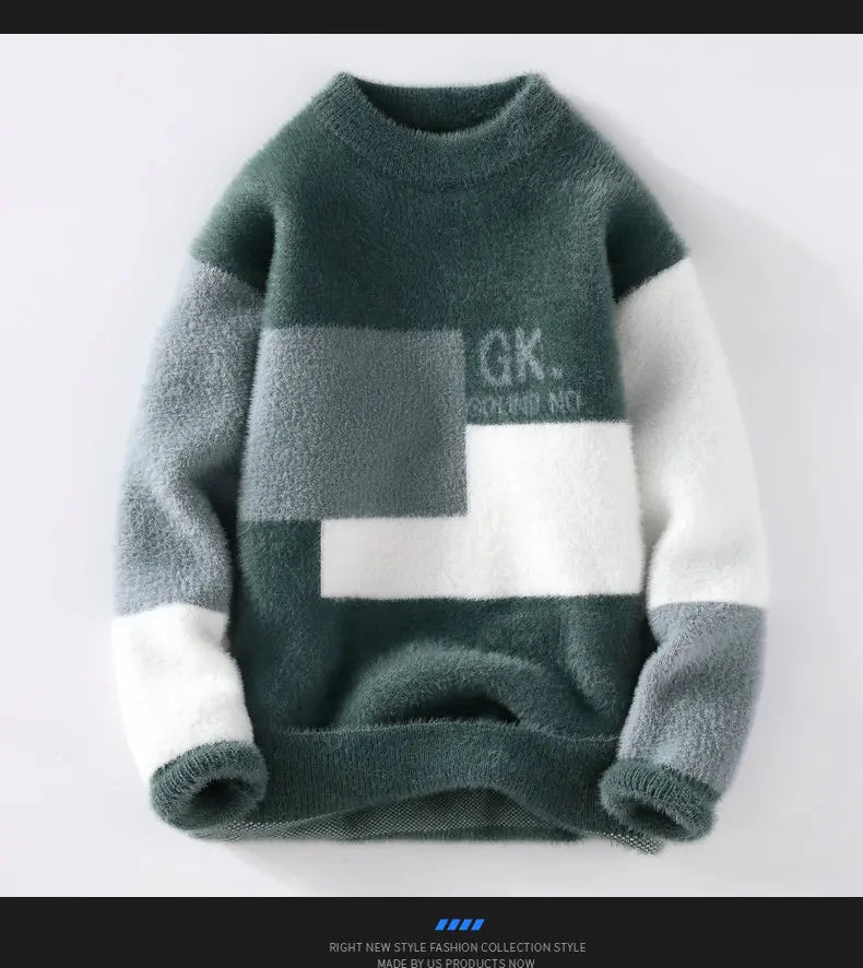 Men's Winter Letter Pattern Wool Pullover Sweater - Thick Knit Casual Sweater S-3XL - StylePicksBySei