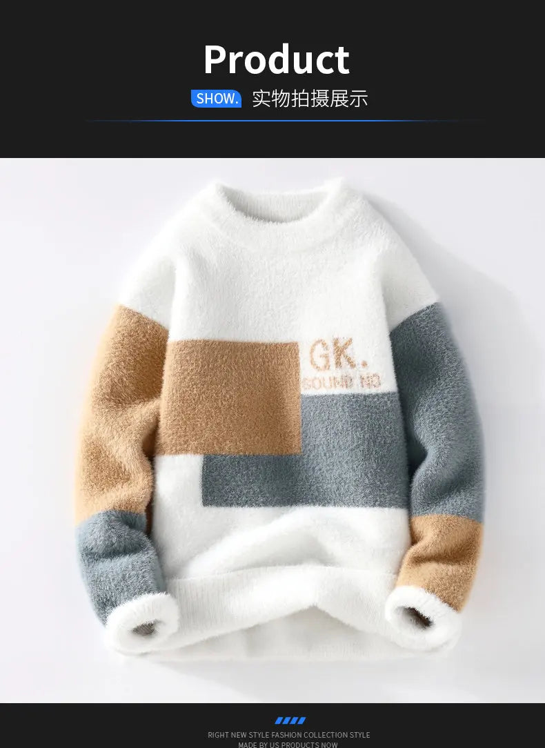 Men's Winter Letter Pattern Wool Pullover Sweater - Thick Knit Casual Sweater S-3XL - StylePicksBySei