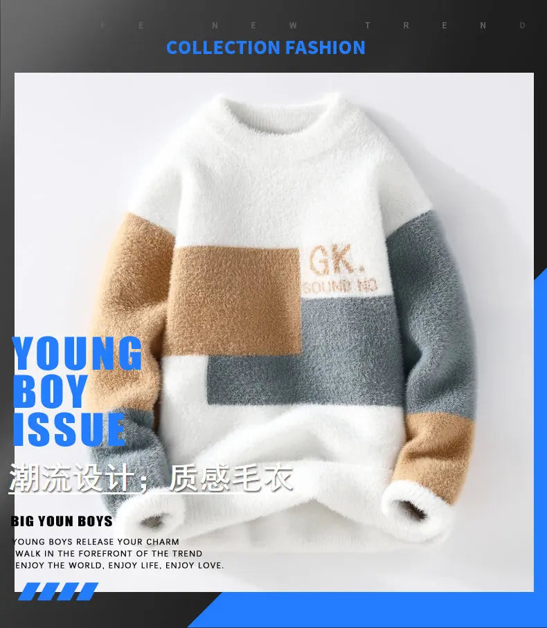 Men's Winter Letter Pattern Wool Pullover Sweater - Thick Knit Casual Sweater S-3XL - StylePicksBySei
