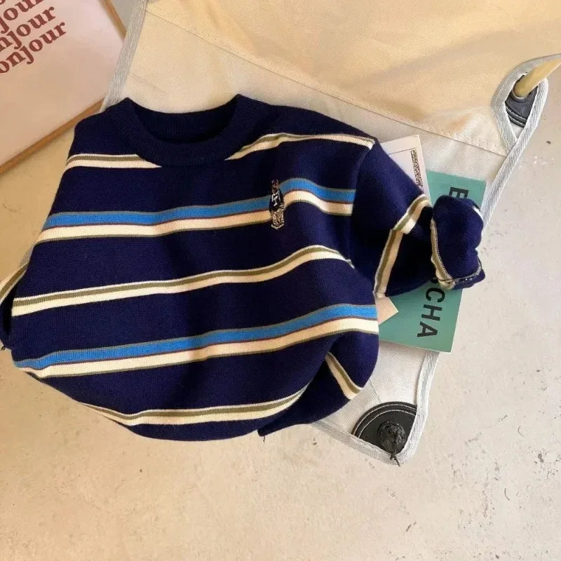 Korean Style Children's Cartoon Sweater - Boys Casual Knitted Pullover - StylePicksBySei