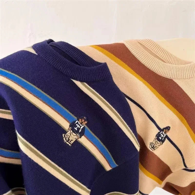 Korean Style Children's Cartoon Sweater - Boys Casual Knitted Pullover - StylePicksBySei