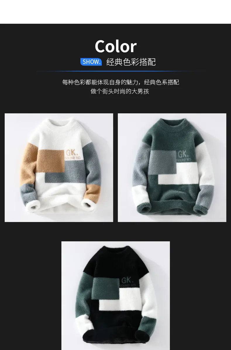 Men's Winter Letter Pattern Wool Pullover Sweater - Thick Knit Casual Sweater S-3XL - StylePicksBySei
