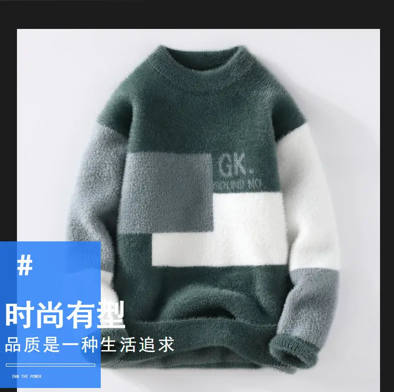 Men's Winter Letter Pattern Wool Pullover Sweater - Thick Knit Casual Sweater S-3XL - StylePicksBySei