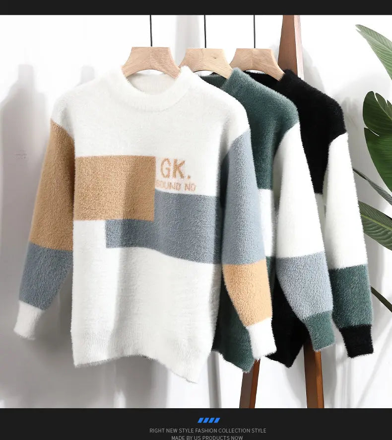 Men's Winter Letter Pattern Wool Pullover Sweater - Thick Knit Casual Sweater S-3XL - StylePicksBySei