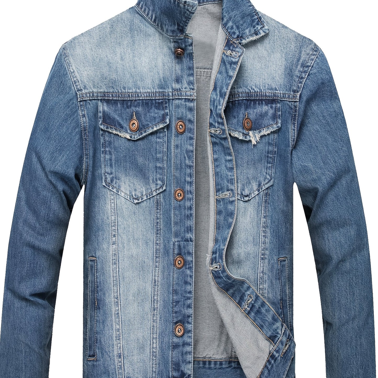 LZLER Men's Denim Jackets Distressed Destroyed Classic Vintage Slim Fit Ripped 2025 Fashion Trendy Trucker Jean Jackets