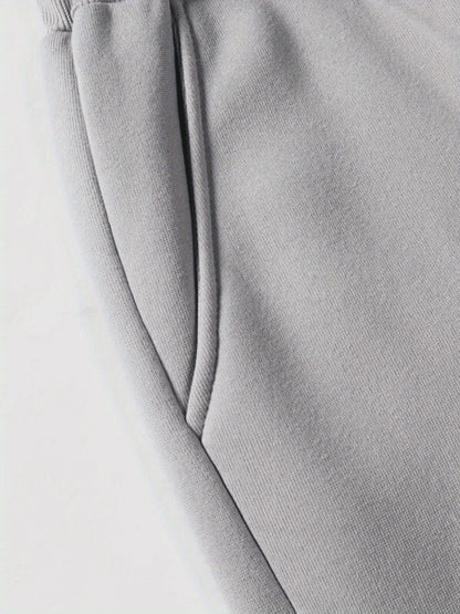 Men's Solid Color Tracksuit Set - Hoodie & Joggers with Pockets