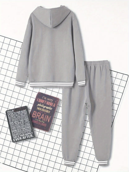 Men's Solid Color Tracksuit Set - Hoodie & Joggers with Pockets