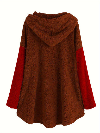 Women's Letter Print Hoodie - Casual Long Sleeve Color Block Pullover with Hood