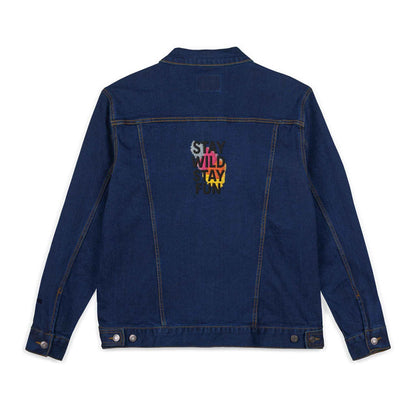 Embroidered Denim Jacket - Stay Wild Stay Fun Vintage Style Eco-Friendly Unisex Gift - StylePicksBySei