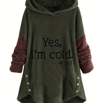 Women's Letter Print Hoodie - Casual Long Sleeve Color Block Pullover with Hood