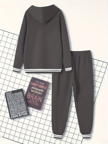 Men's Solid Color Tracksuit Set - Hoodie & Joggers with Pockets