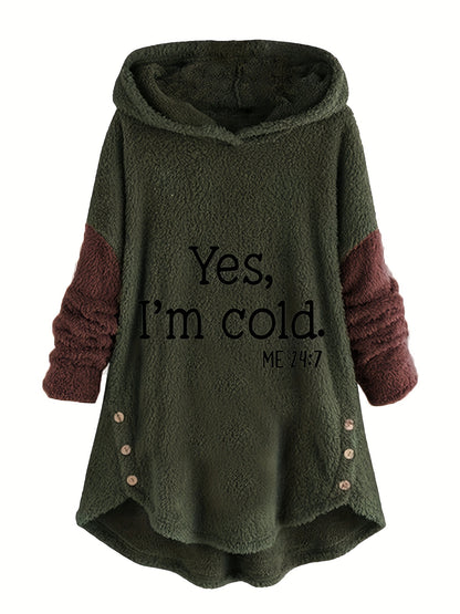 Women's Letter Print Hoodie - Casual Long Sleeve Color Block Pullover with Hood
