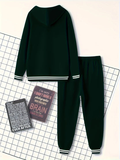 Men's Solid Color Tracksuit Set - Hoodie & Joggers with Pockets