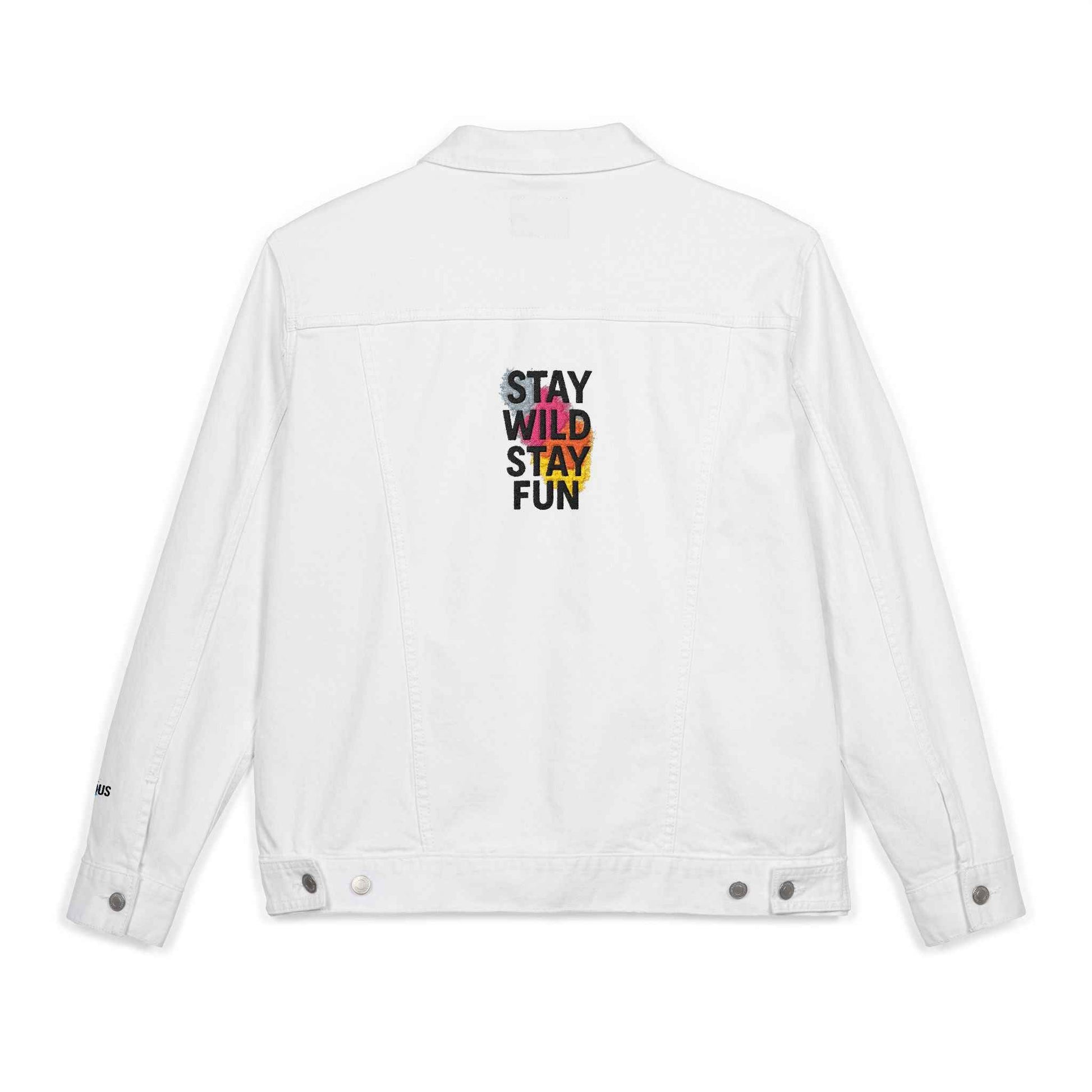 Embroidered Denim Jacket - Stay Wild Stay Fun Vintage Style Eco-Friendly Unisex Gift - StylePicksBySei