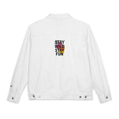 Embroidered Denim Jacket - Stay Wild Stay Fun Vintage Style Eco-Friendly Unisex Gift - StylePicksBySei