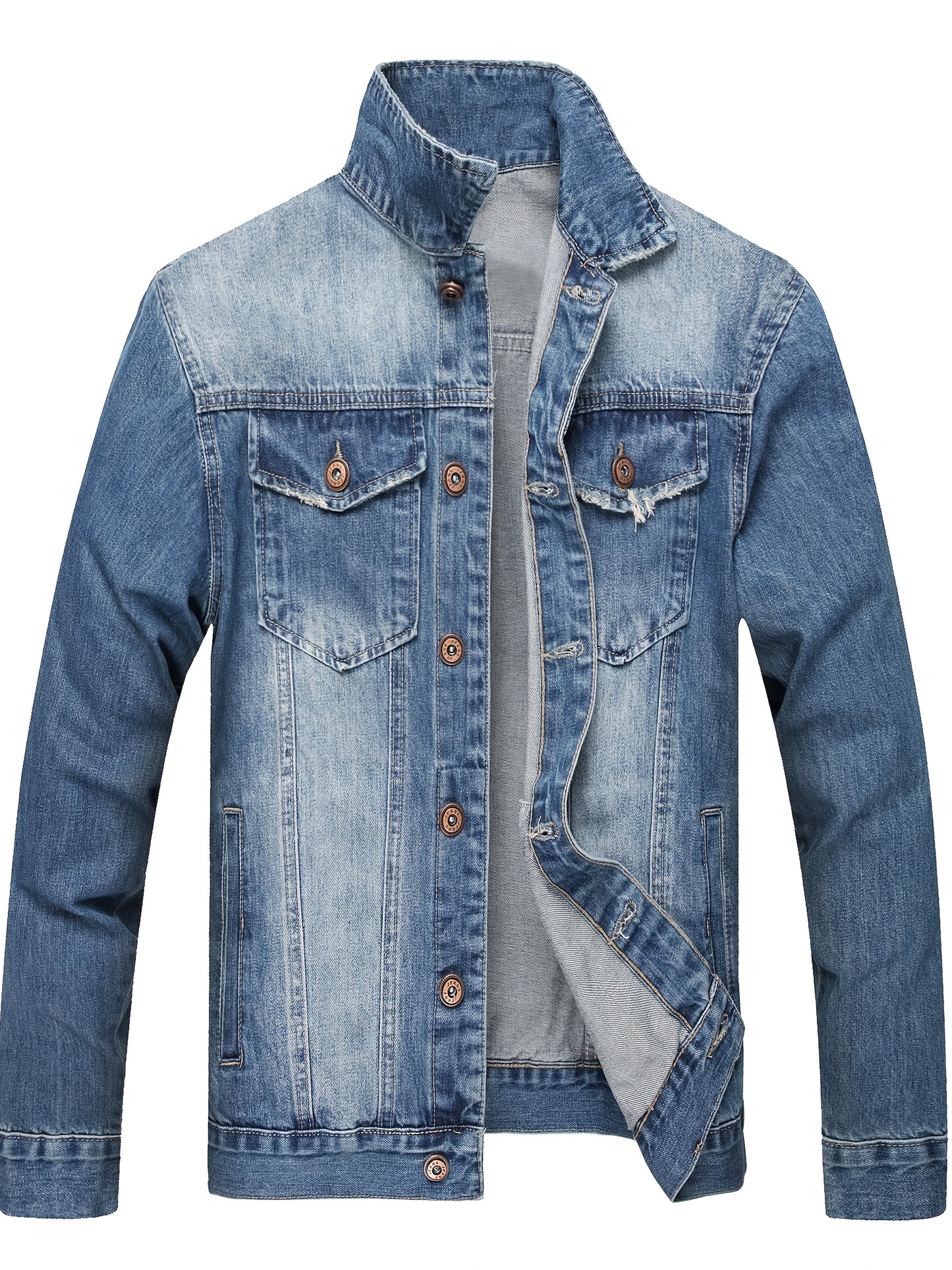 LZLER Men's Denim Jackets Distressed Destroyed Classic Vintage Slim Fit Ripped 2025 Fashion Trendy Trucker Jean Jackets