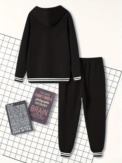 Men's Solid Color Tracksuit Set - Hoodie & Joggers with Pockets