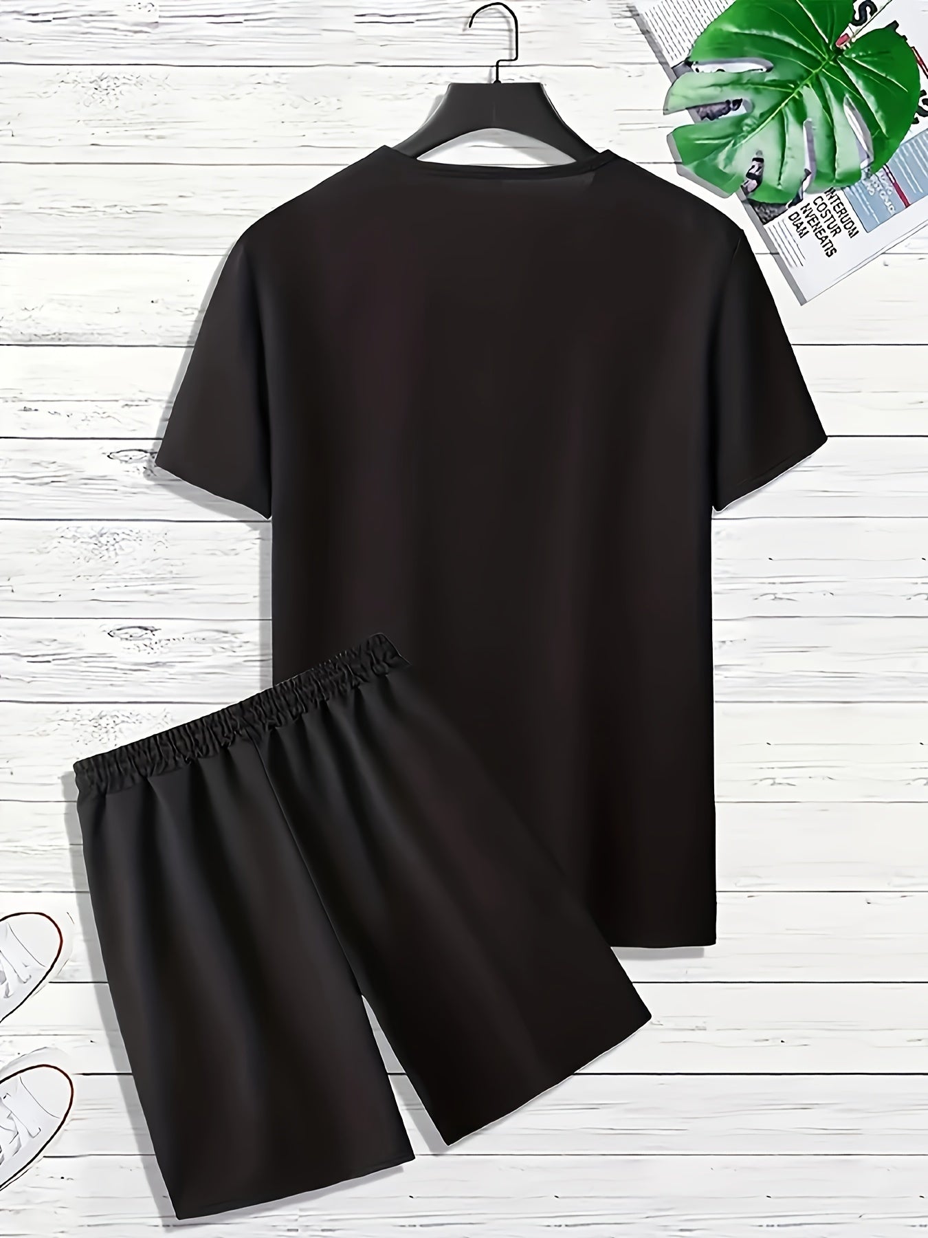 Men's 2-Piece Pajama Set - Letter Print Short Sleeve T-Shirt & Shorts Loungewear