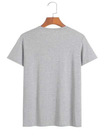 Men's One Love Letter Print T-Shirt - Casual Crew Neck Short Sleeve Tee