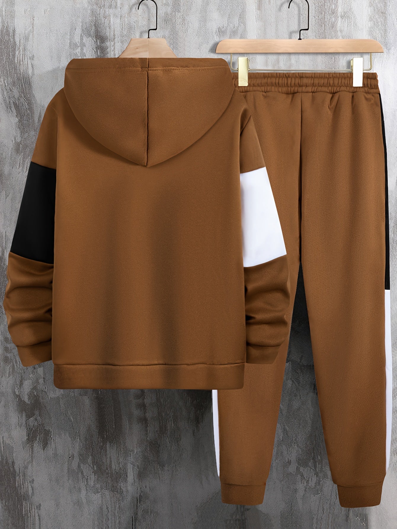 Men's Color Block Tracksuit Set - 2 Piece Full-Zip Hoodie & Joggers