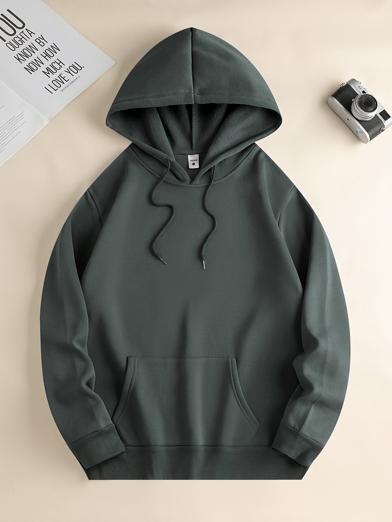 Men's Love and Peace Graphic Hoodie - Casual Pullover with Kangaroo Pocket
