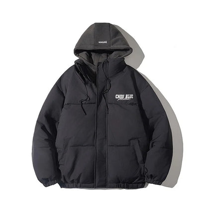 Men's Cotton Hooded Bomber Jacket - Windproof Stand Collar Coat