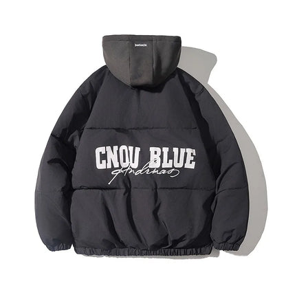 Men's Cotton Hooded Bomber Jacket - Windproof Stand Collar Coat