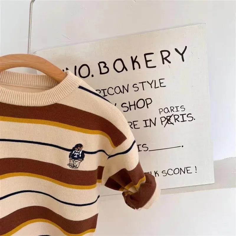 Korean Style Children's Cartoon Sweater - Boys Casual Knitted Pullover - StylePicksBySei