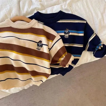 Korean Style Children's Cartoon Sweater - Boys Casual Knitted Pullover - StylePicksBySei