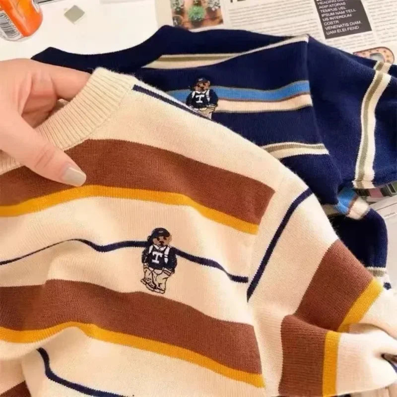 Korean Style Children's Cartoon Sweater - Boys Casual Knitted Pullover - StylePicksBySei