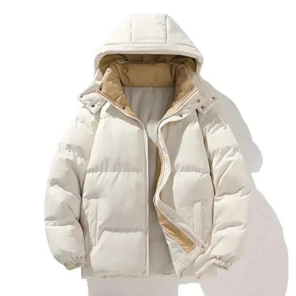 Men's Thermal Jacket Autumn Winter New Solid Color Detachable Cap Design Outdoor Sports Waterproof Coat Couple Cotton Clothes