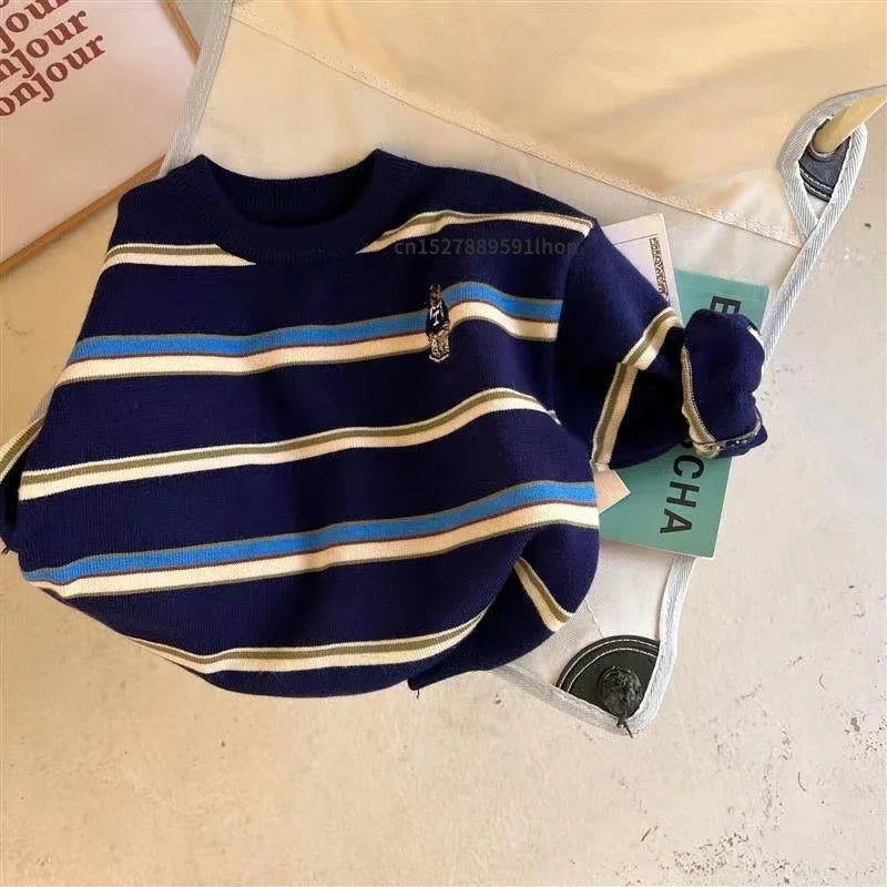 Korean Style Children's Cartoon Sweater - Boys Casual Knitted Pullover - StylePicksBySei